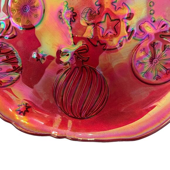 Akcam Red Turkish Carnival Glass Charger Plate 13in Christmas Ornaments New - Picture 15 of 15